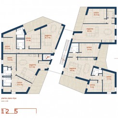 Progetto di edifici ad uso residenziale e terziario (Brescia), pianta